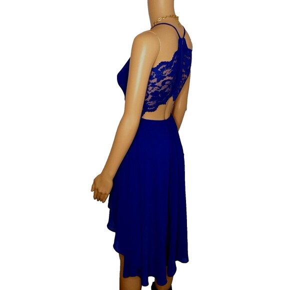 B. Smart Blue Size 3 Elegant Flowy Cocktail Party Dancing Dress Lace Zip Back - Picture 10 of 14